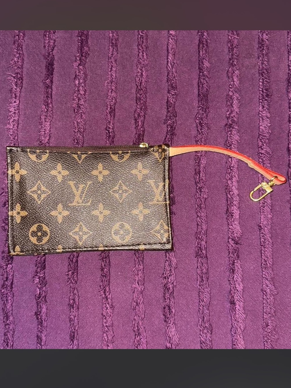 Louis Vuitton Monogram Canvas Card Pouch with Pink Strap